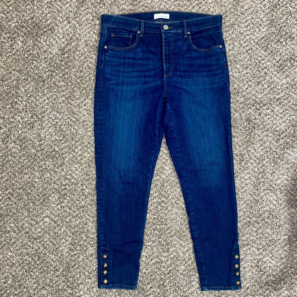Dark Blue Women’s Jeans with Button Cuff